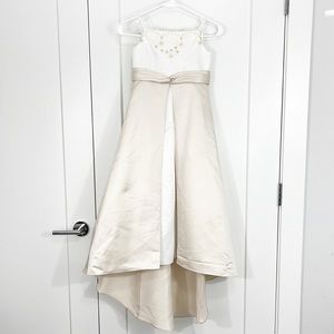 David's Bridal Size 6 (Girl) Beaded Ivory Flower Girl/Jr Bridesmaid Dress